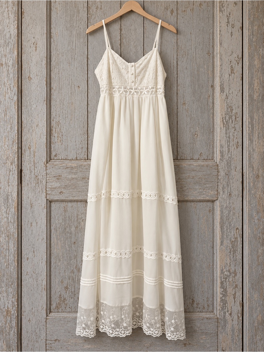 HOMAGE White Lace Spaghetti-Strap Maxi Dress